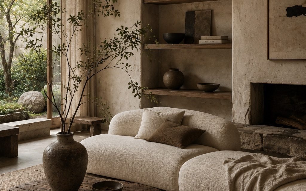 Living / Soggiorno - Wabi-Sabi natural elegant materials interior design