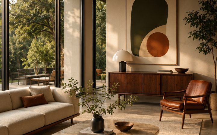 Living Room / Soggiorno - Mid-Century Modern elegant interior design