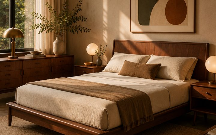 Serene Bedroom - Mid-Century Modern interior design